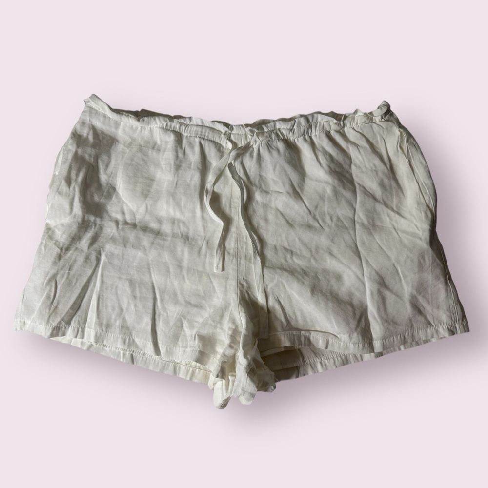 Zara White Lightweight Drawstring Shorts XXL